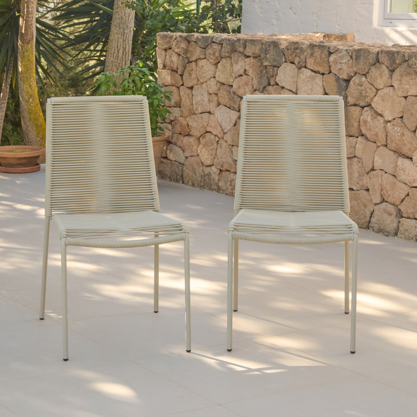 Ezra 4 Seater Round Wooden Garden Set with Ryder Clay Chairs