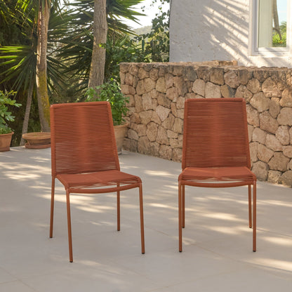Ezra 6 Seater Oval Wooden Garden Dining Set with Ryder Burnt Orange Chairs