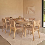Sabina 160-240cm Extending Whitewash Oak Dining Table Set - 6 Seater - Dinah Natural String Dining Chairs - Whitewash Oak Legs - Laura James 