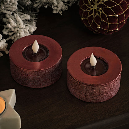 Samsta 7.5cm Battery Tealight Candles - Set of 2 - Burgundy Red - Laura James 