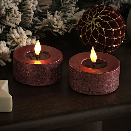 Samsta 7.5cm Battery Tealight Candles - Set of 2 - Burgundy Red - Laura James 