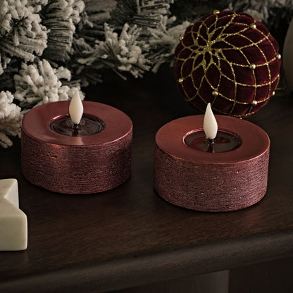 Samsta 7.5cm Battery Tealight Candles - Set of 2 - Burgundy Red - Laura James 