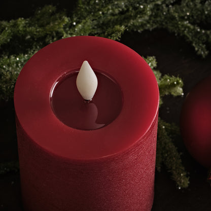 Samsta Battery Pillar Candles - Set of 3 - Christmas Red