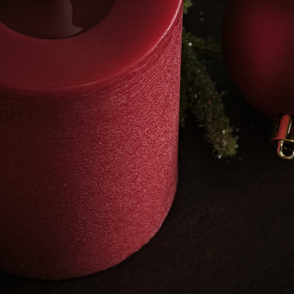 Samsta Battery Pillar Candles - Set of 3 - Christmas Red