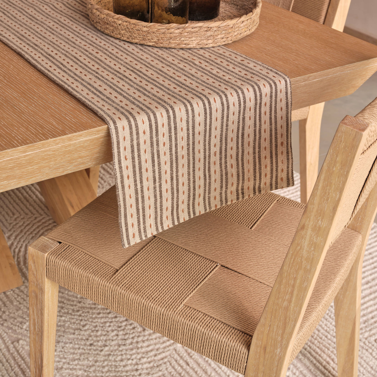 Seaton 250x35cm Table Runner - Natural and Mustard - Laura James
