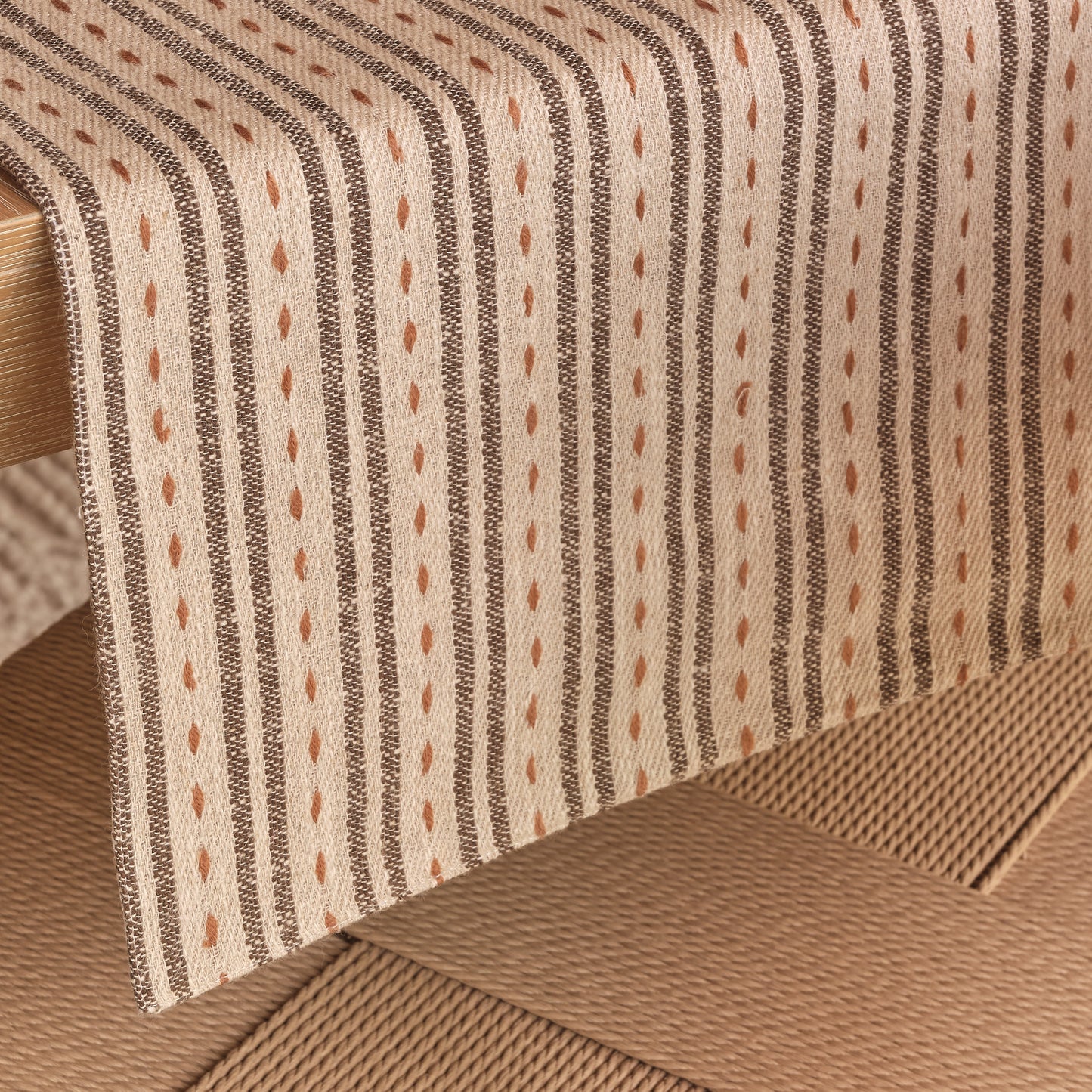 Seaton 250x35cm Table Runner - Natural and Mustard - Laura James