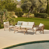 Shiro 3 Seater Whitewash Sofa Set with Shiro Occasional Armchairs and Rectangular Coffee Table - Laura James 