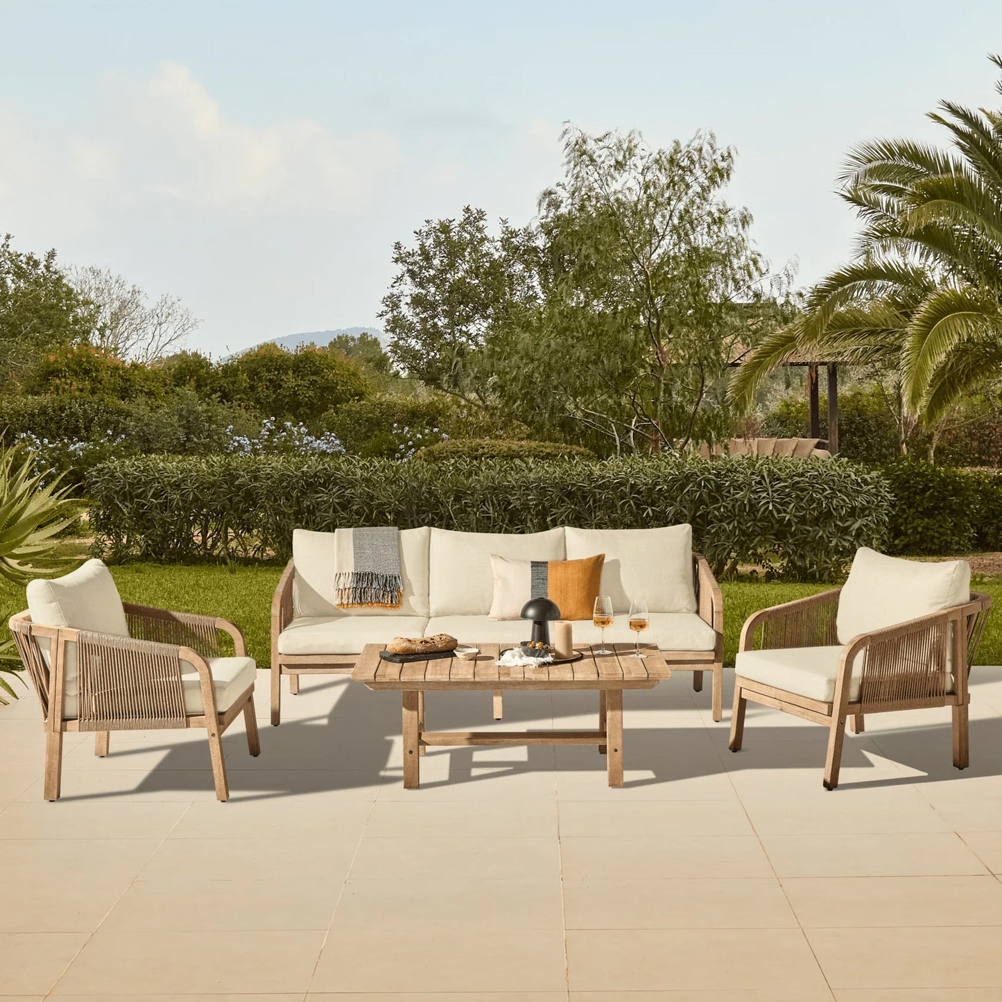 Shiro Conversation Set Garden Cushion Covers - Linen - Laura James
