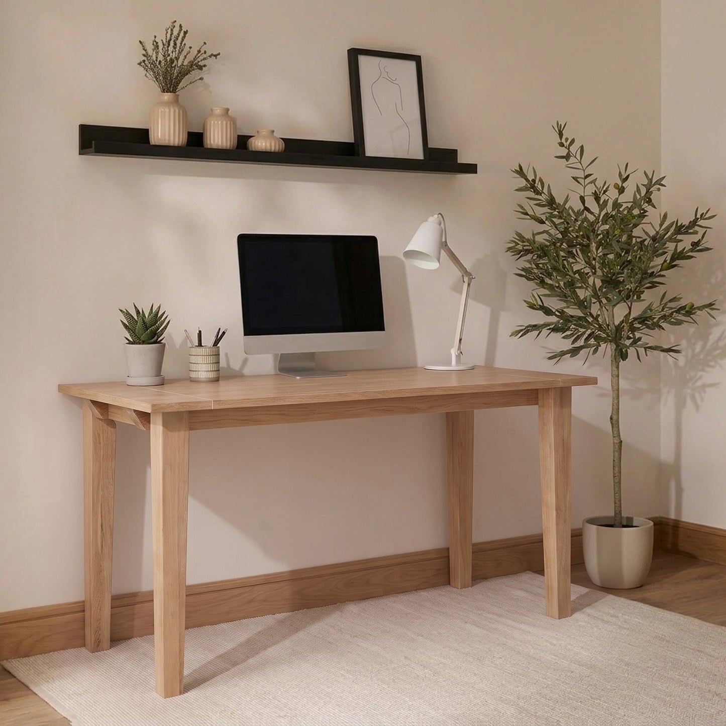 Lowell Whitewash Oak Desk - Whitewash Top - Laura James 