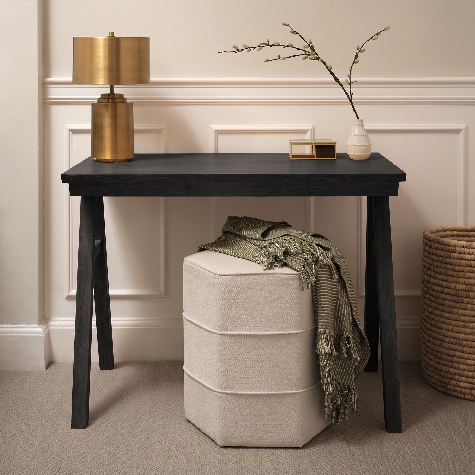 Sabina 100cm Rectangular Desk - Black Oak - Laura James 
