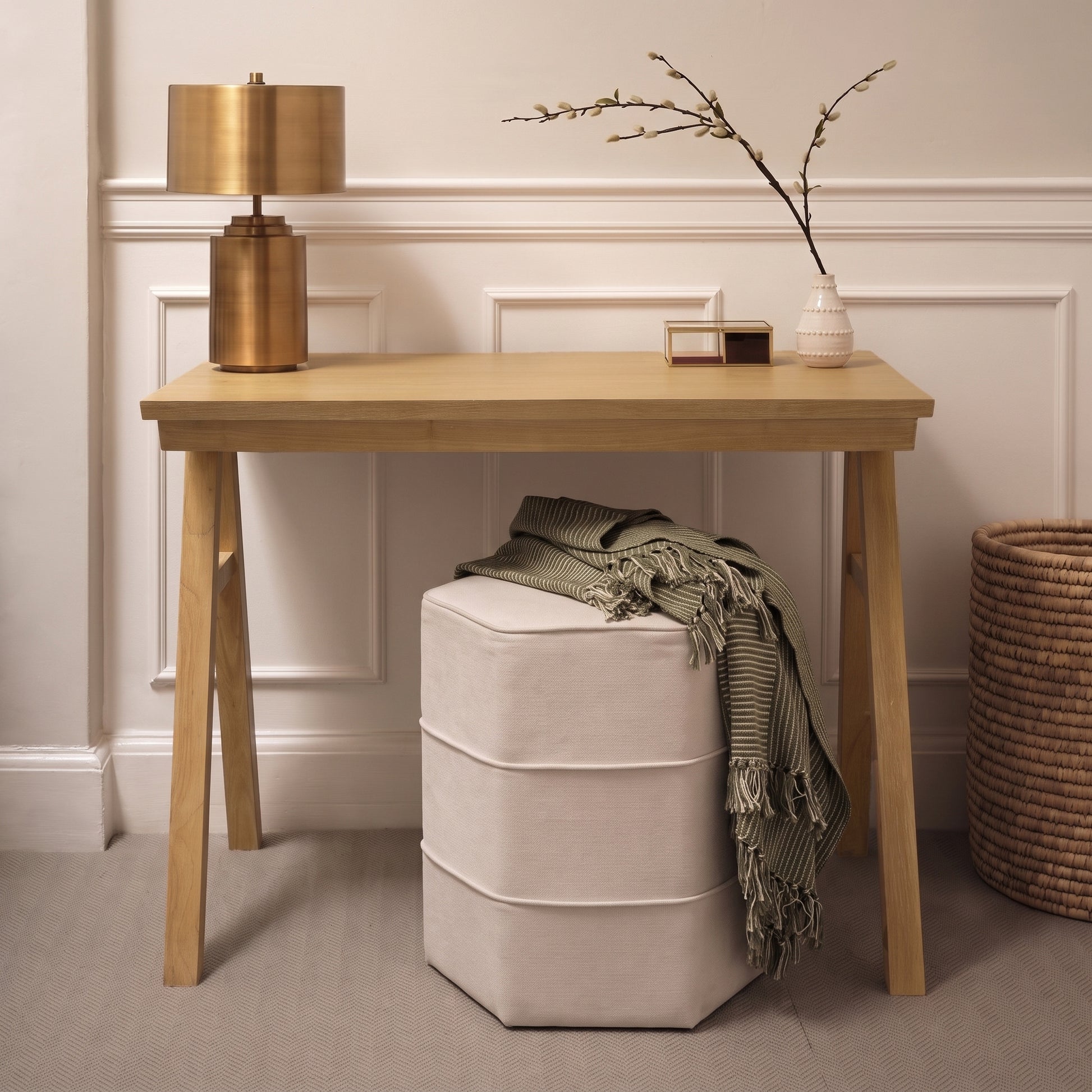 Sabina 100cm Rectangular Desk - Pale Oak - Laura James 