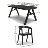 Sabina 160-240cm Black Oak Extending Dining Table Set - 6 Seater - Ella Black Oak Dining Chairs - Laura James 