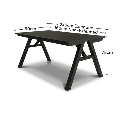 Sabina 160-240cm Black Oak Extending Dining Table - Laura James 