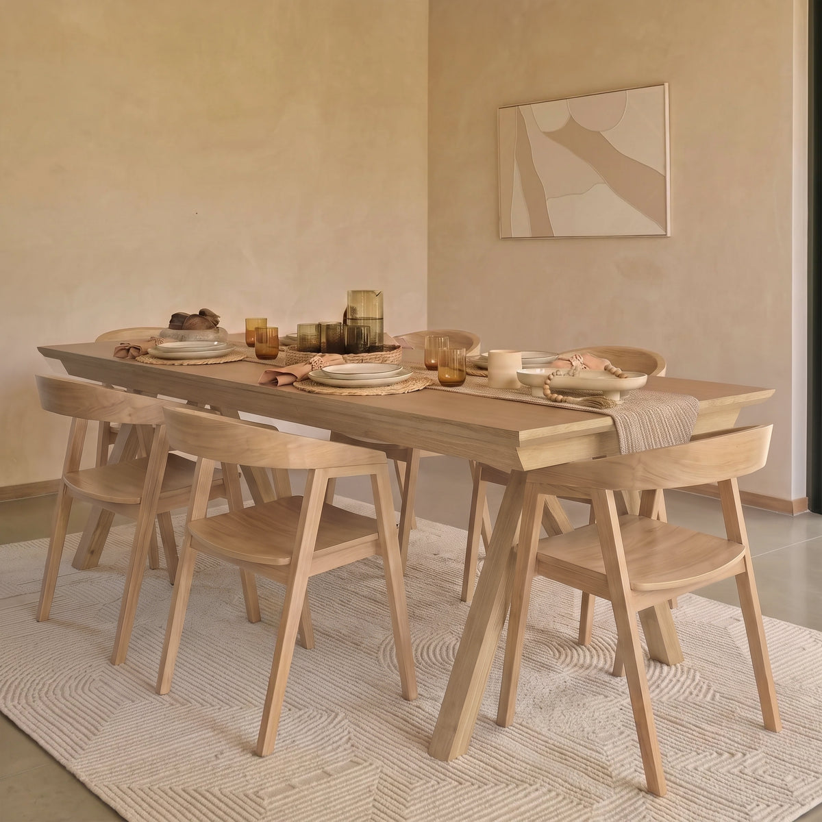 Sabina 160-240cm Pale Oak Extending Dining Table Set - 6 Seater - Ella Pale Oak Carver Chairs