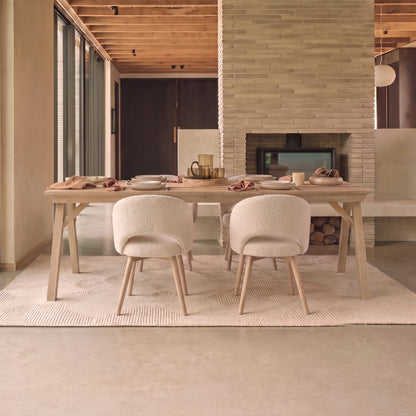 Sabina 160-240cm Whitewash Oak Extending Dining Table Set - 4 Seater - Marilyn Ecru Dining Chairs - Whitewash Oak Legs