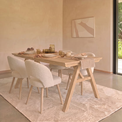 Sabina 160-240cm Whitewash Oak Extending Dining Table Set - 4 Seater - Marilyn Ecru Dining Chairs - Whitewash Oak Legs