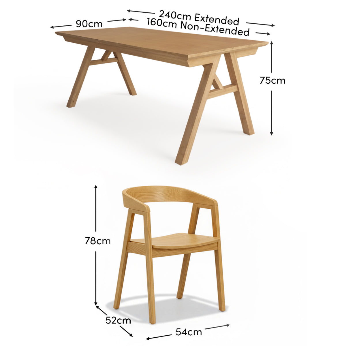 Sabina 160-240cm Pale Oak Extending Dining Table Set - 6 Seater - Ella Pale Oak Carver Chairs - Laura James 