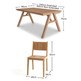 Sabina 160-240cm Extending Whitewash Oak Dining Table Set - 6 Seater - Dinah Natural String Dining Chairs - Whitewash Oak Legs - Laura James 