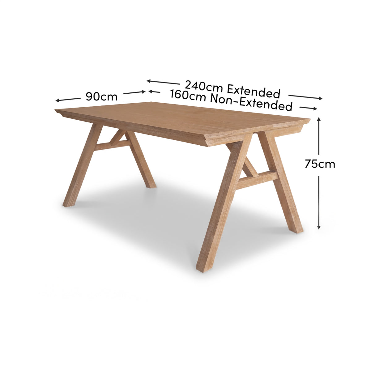 Sabina 160-240cm Whitewash Oak Extending Dining Table - Laura James 
