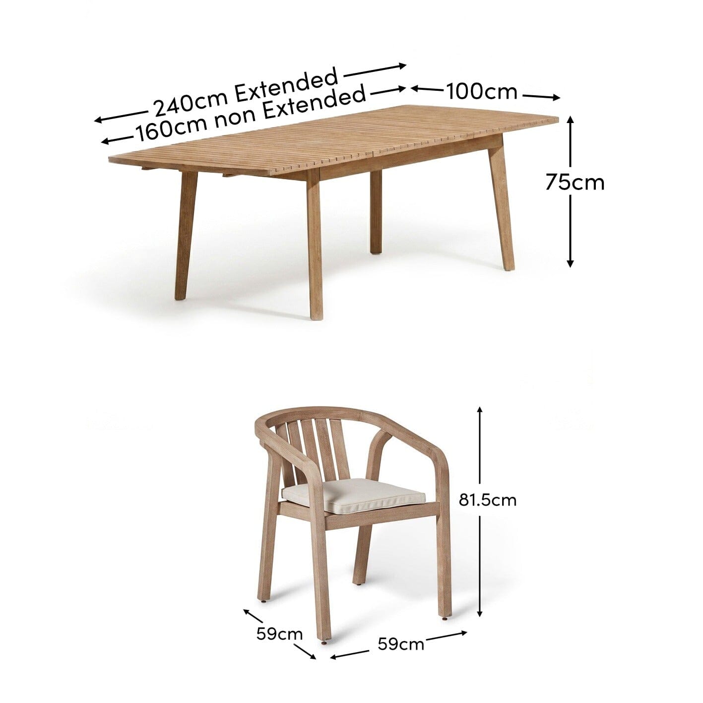 Saffron 6 Seater Extending Wooden Garden Dining Set with Shiro Chairs - Laura James