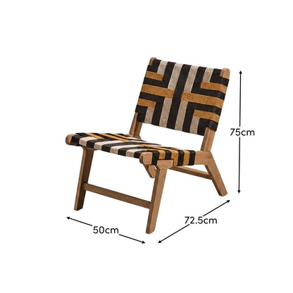 Saffron White Acacia Occasional Chair - Beige/Black/Yellow Rope - Laura James