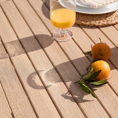 Saffron 8 Seater Extending Garden Dining Table - Brushed Light Acacia - Laura James