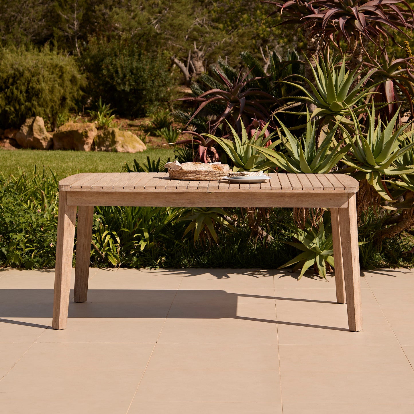 Saffron 8 Seater Extending Garden Dining Table - Brushed Light Acacia - Laura James