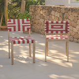 Saffron Brushed Light Acacia Garden Chair - Set of 2 - Beige/Paprika