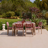 Saffron 6 Seater Extending Wooden Garden Dining Set with Saffron Paprika/Beige Chairs - Laura James