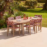 Saffron 6 Seater Extending Wooden Garden Dining Set with Saffron Paprika/Beige Chairs - Laura James