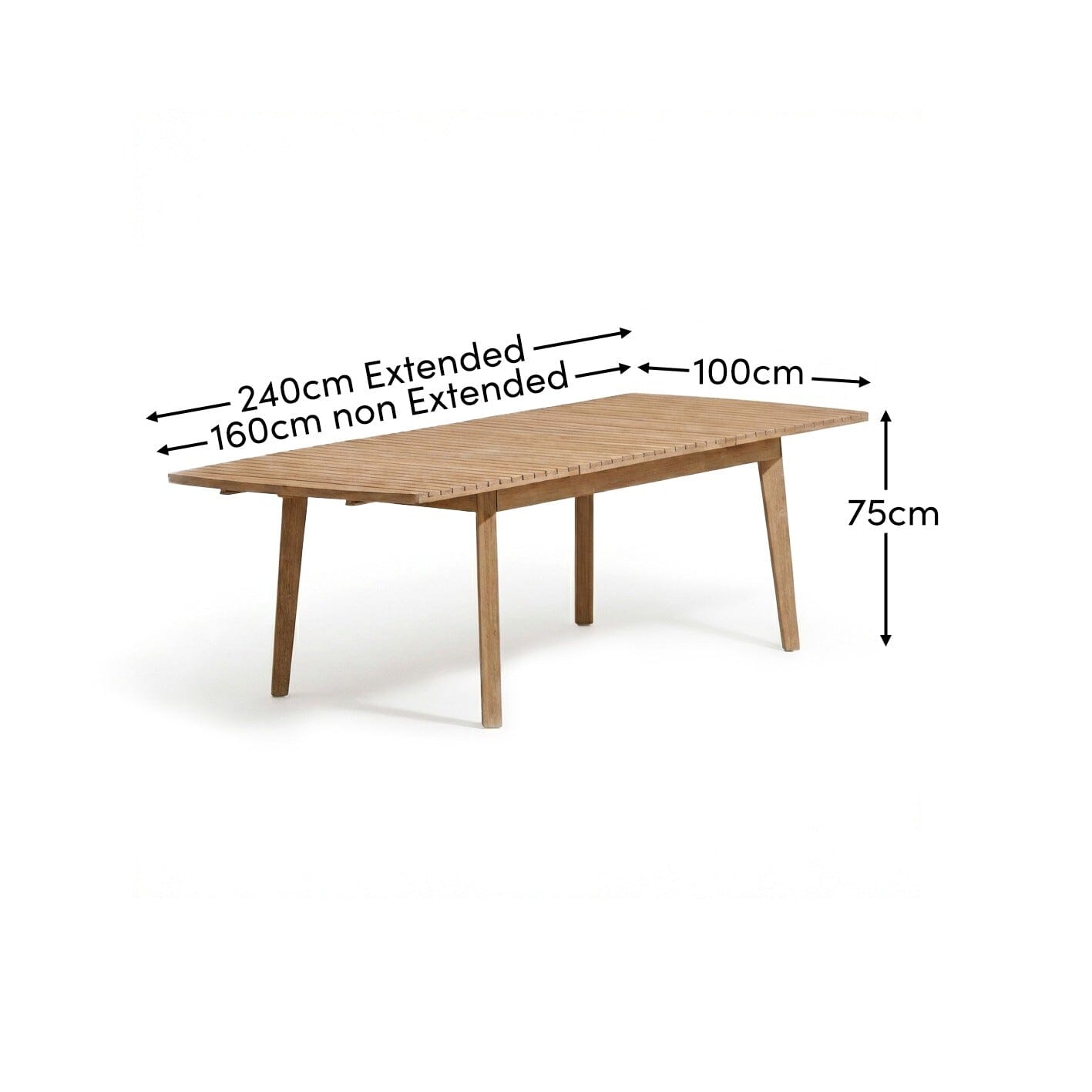 Saffron 8 Seater Extending Garden Dining Table - Brushed Light Acacia - Laura James
