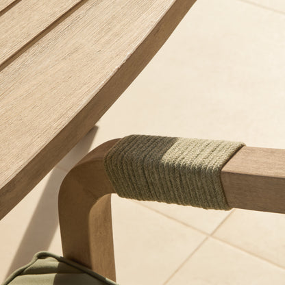 Saffron 6 Seater Extending Wooden Garden Dining Set with Shiro Green Rope Chairs - Laura James