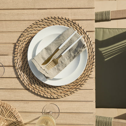 Saffron 6 Seater Extending Wooden Garden Dining Set with Shiro Green Rope Chairs - Laura James