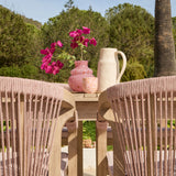 Saffron 6 Seater Extending Wooden Garden Dining Set with Shiro Pink Rope Chairs - Laura James