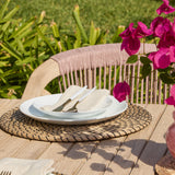 Saffron 6 Seater Extending Wooden Garden Dining Set with Shiro Pink Rope Chairs - Laura James