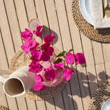 Saffron 6 Seater Extending Wooden Garden Dining Set with Shiro Pink Rope Chairs - Laura James