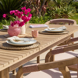 Saffron 6 Seater Extending Wooden Garden Dining Set with Shiro Pink Rope Chairs - Laura James