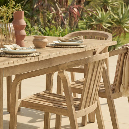 Saffron 6 Seater Extending Wooden Garden Dining Set with Shiro Chairs - Laura James
