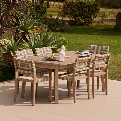 Saffron 6 Seater Extending Wooden Garden Dining Set with Saffron Natural/Beige Chairs - Laura James