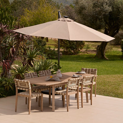 Saffron 6 Seater Extending Wooden Garden Dining Set with Saffron Natural/Beige Chairs - Laura James
