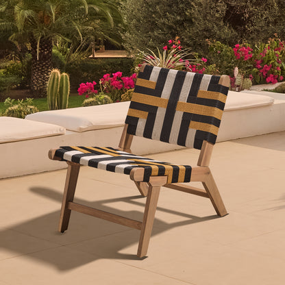 Saffron White Acacia Occasional Chair - Beige/Black/Yellow Rope - Laura James