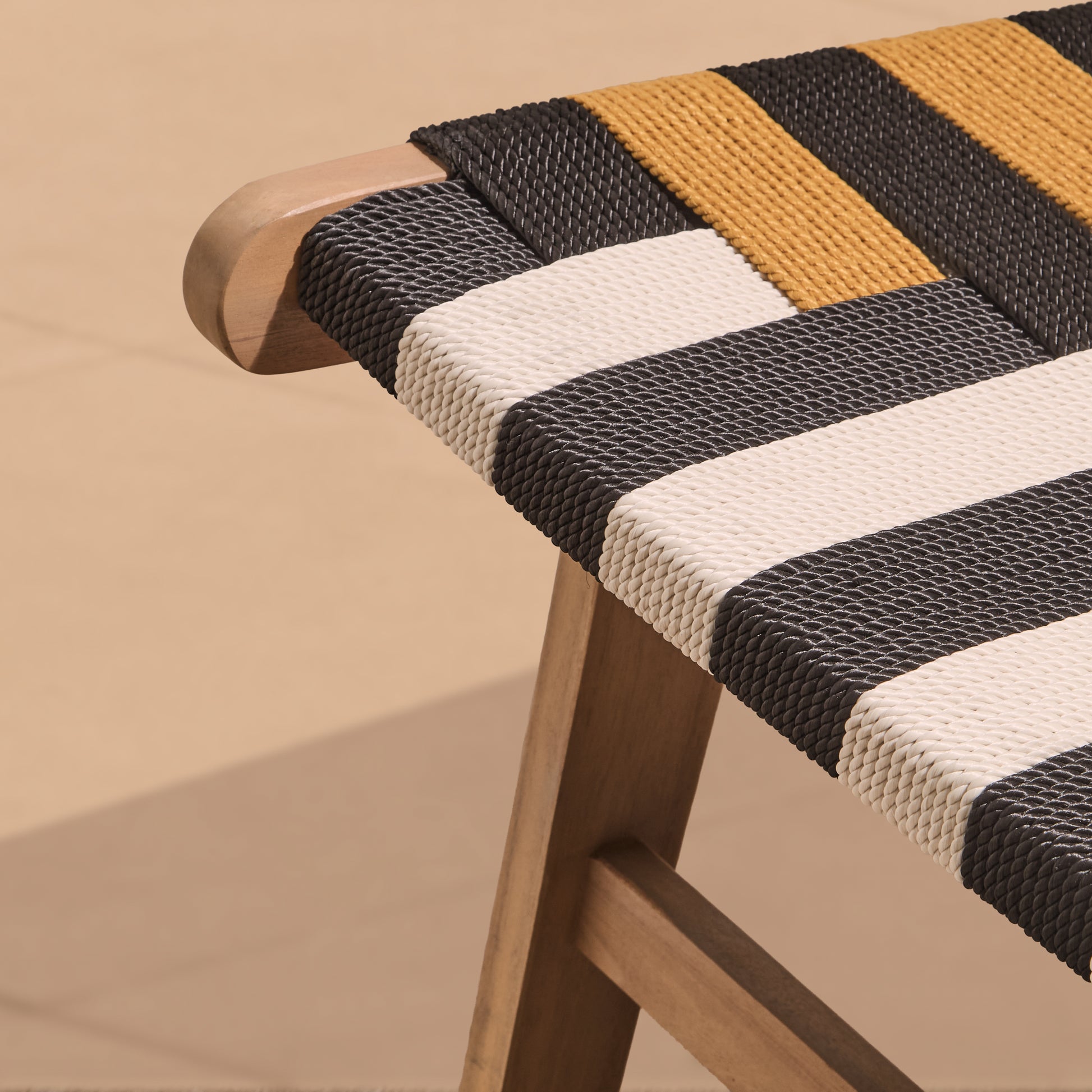 Saffron White Acacia Occasional Chair - Beige/Black/Yellow Rope - Laura James