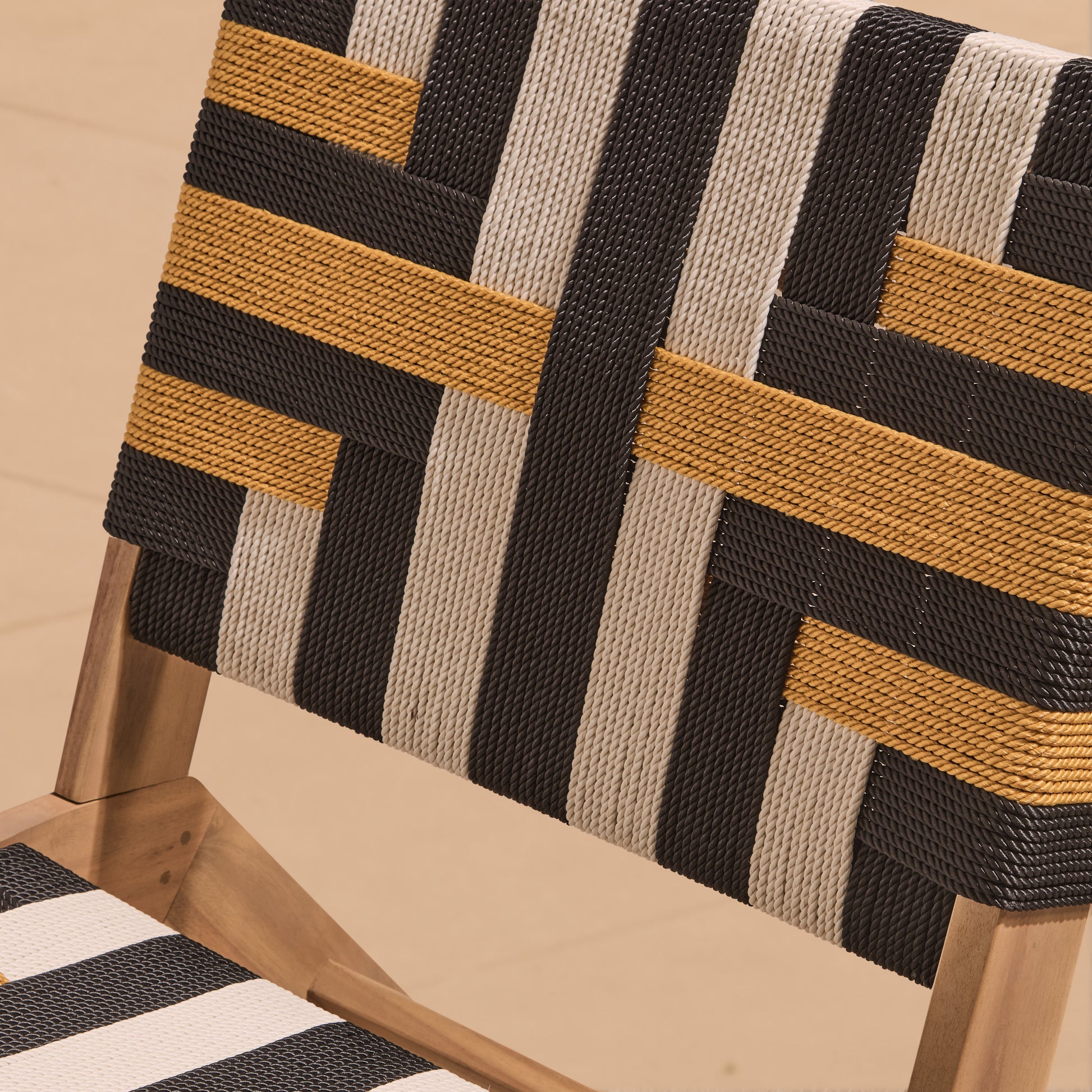 Saffron White Acacia Occasional Chair - Beige/Black/Yellow Rope - Laura James