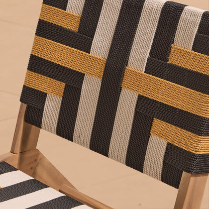 Saffron White Acacia Occasional Chair - Beige/Black/Yellow Rope - Laura James