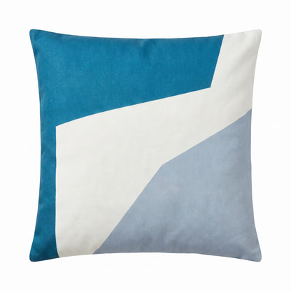 Salcombe 50x50cm Garden Cushion Cover - Teal and Cornflower Blue - Laura James 