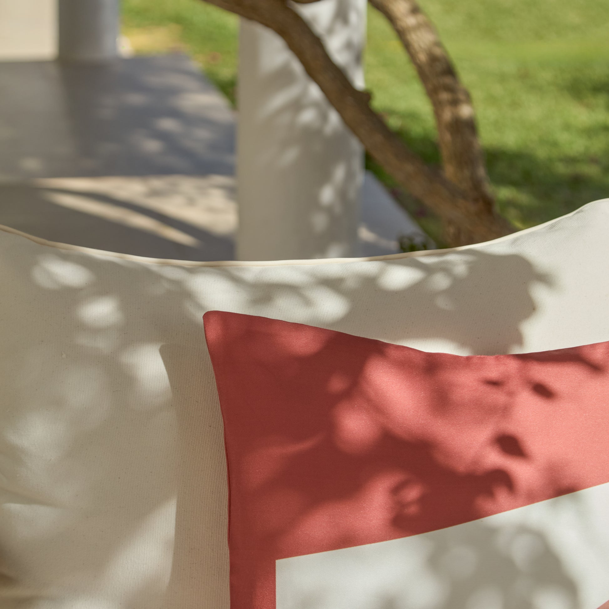 Salcombe 50x50cm Outdoor Cushion Cover - Paprika and Blush Pink - Laura James