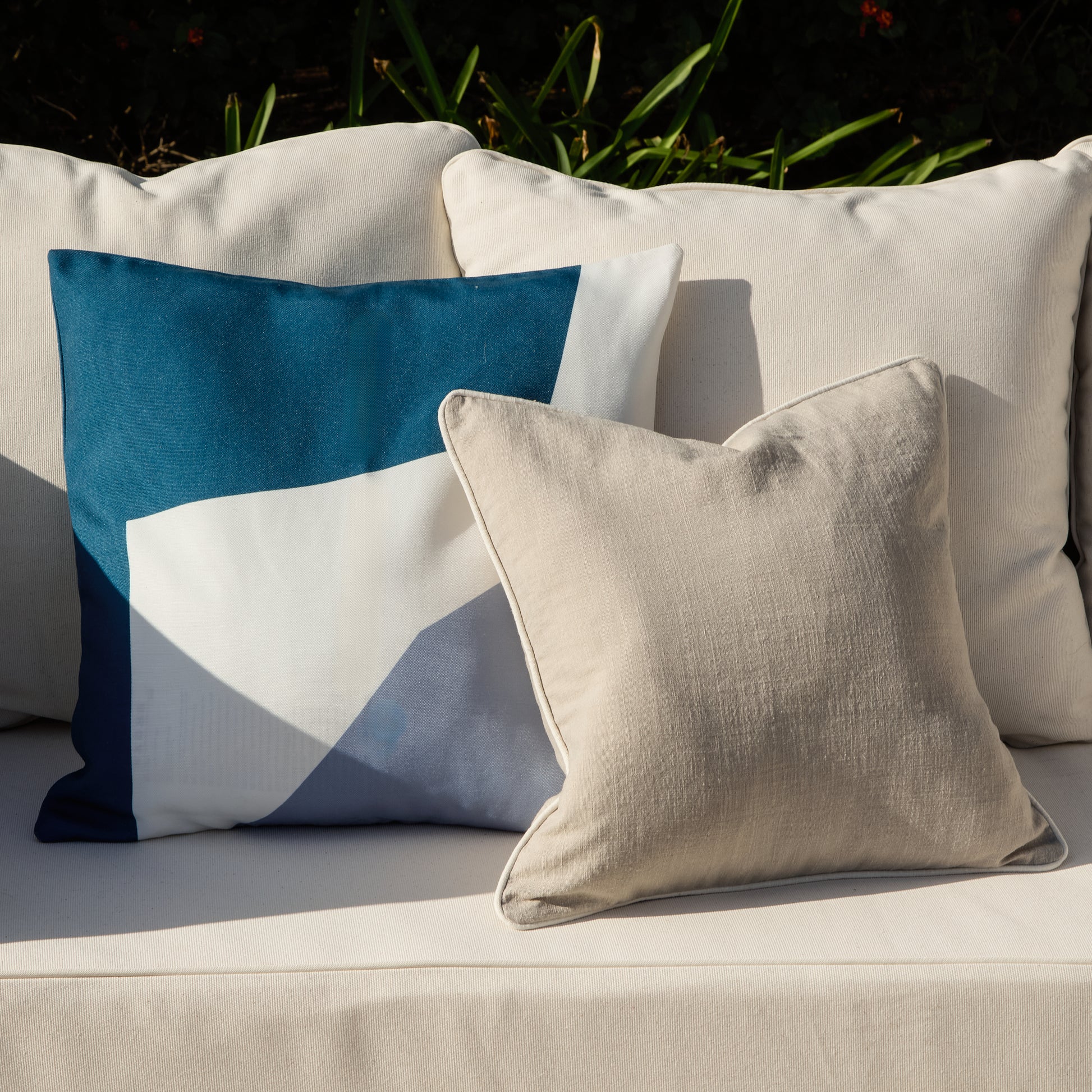 Salcombe 50x50cm Outdoor Cushion Cover - Teal and Cornflower Blue - Laura James
