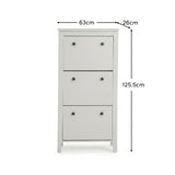 Sandhurst 60cm Three Door Shoe Cabinet - Mist Grey - Laura James