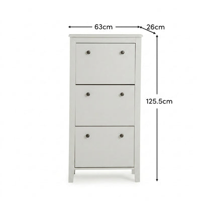 Sandhurst 60cm Three Door Shoe Cabinet - Mist Grey - Laura James