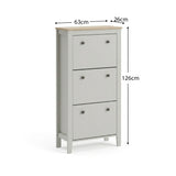 Sandhurst 60cm Three Door Shoe Cabinet - Snow White with Coastal Oak Top - Laura James